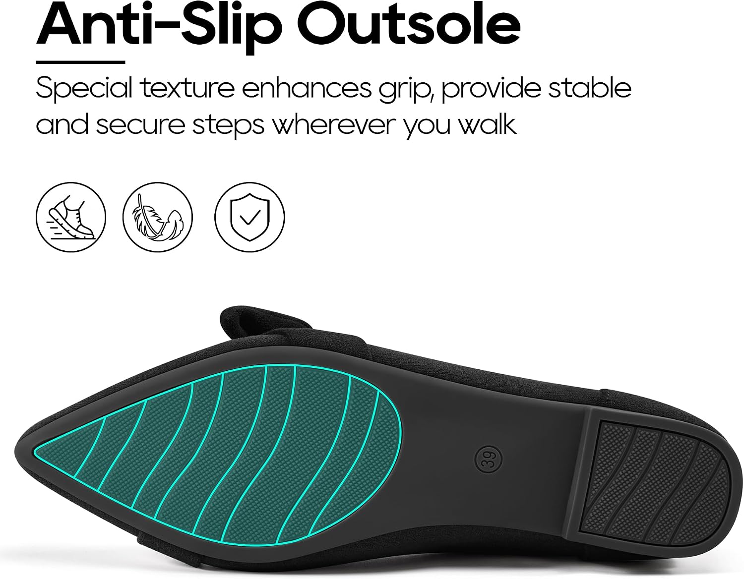 Womens Comfortable Work Flats: Memory Foam & Slip-Resistant for Office All Day Wear - Pointed Toe & Suede Bow for Confidence in Business Meetings - Professional Women