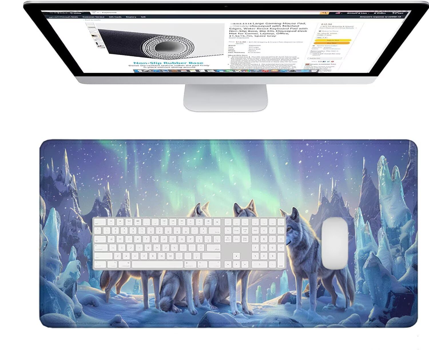 Szara podkładka pod mysz do gier, duża podkładka pod mysz XXL 1500 x 800 x 3 mm, podkładka pod mysz dla zwierząt do klawiatury i biura, z przeszytymi krawędziami i antypoślizgową podkładką pod mysz do