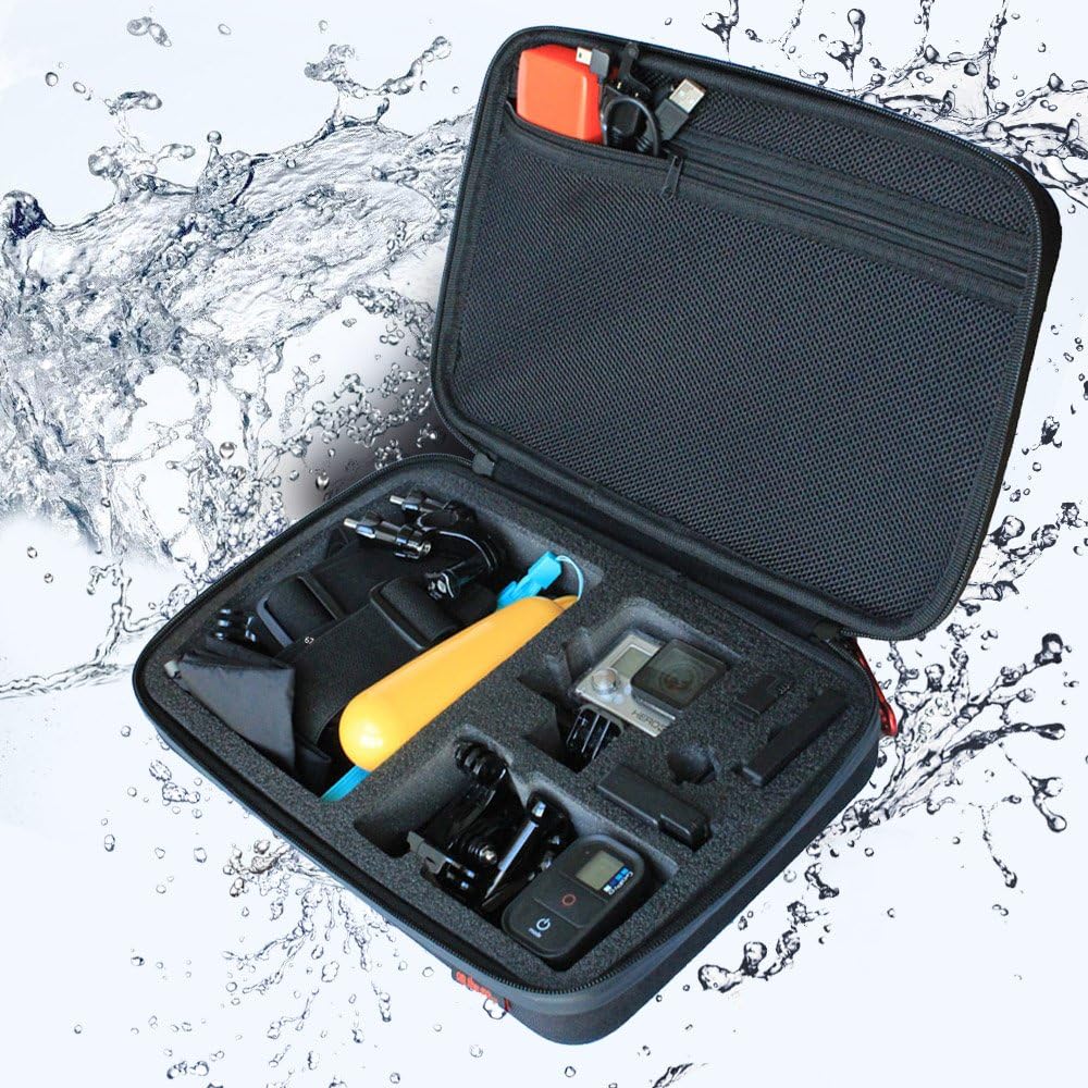 SHINEDA® Water Resistant Large GoPro Case 12.6'' x 8.7'' x 2.75'', Compatible with GoPro Hero 3, Hero 3+, Hero 4, Hero 4 Session
