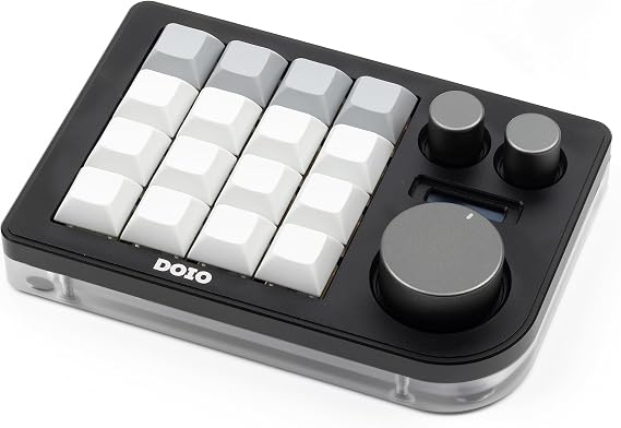 KEEBMONKEY Megalodon Triple Knob Macro Pad Programmable Designer Mini Keyboard 16 Keys (Black)