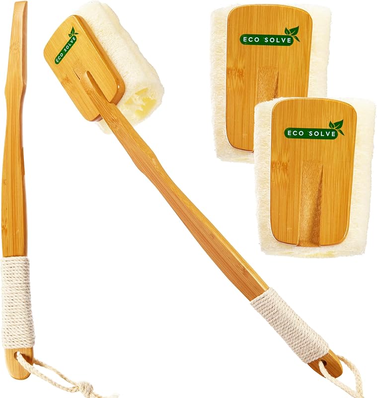 Bucha natural Eco Solve com cabo removível de bambu e cordão de cânhamo