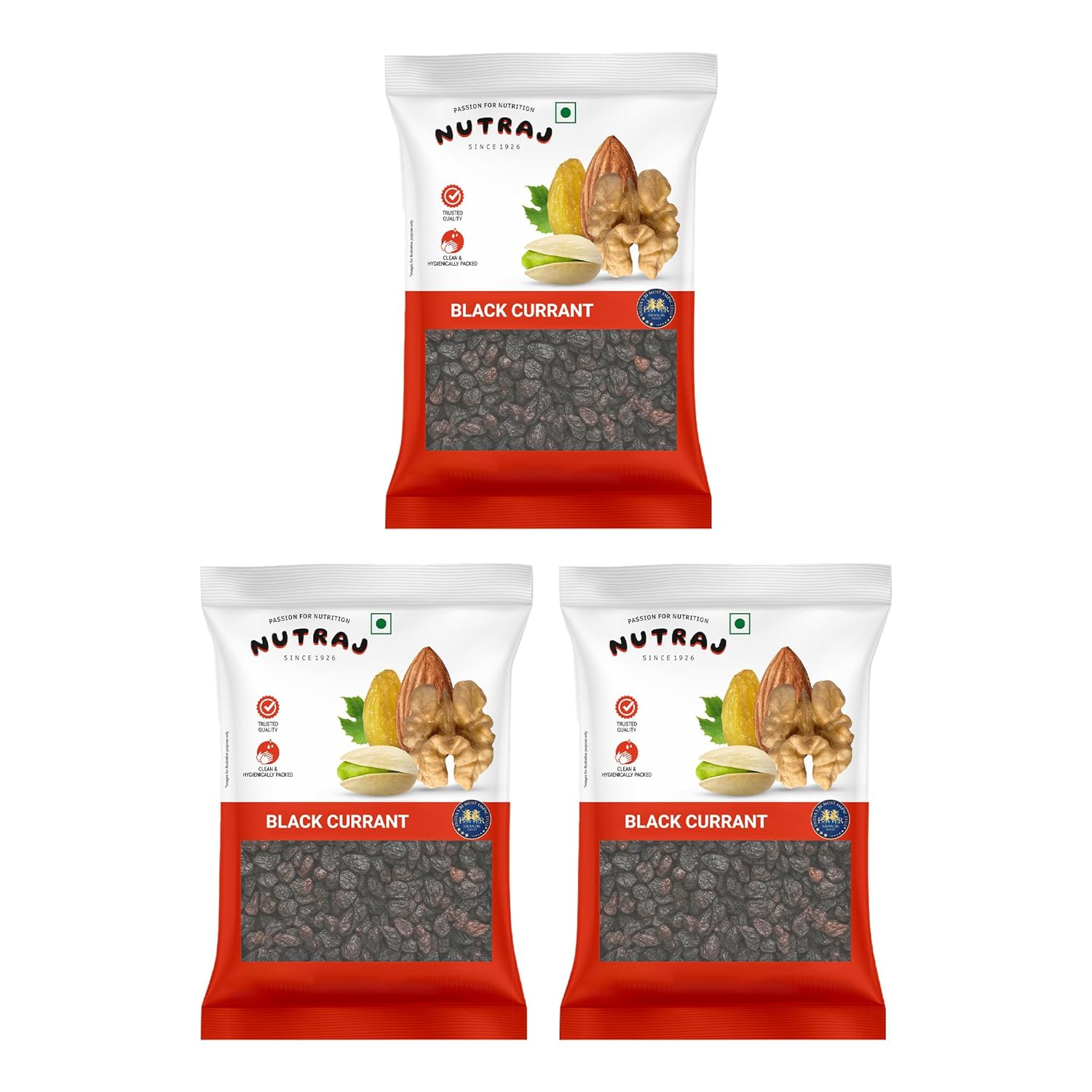 Nutraj Signature - Greek Black Currant Dried 100G (Pack Of 3) - Vacuum Pack