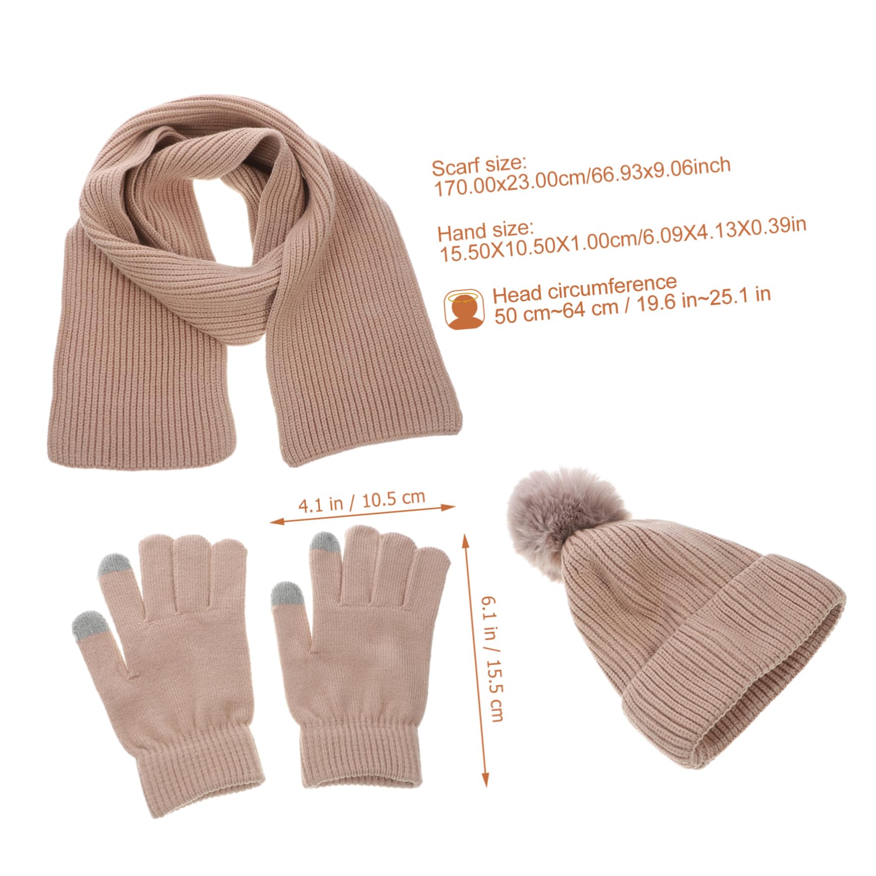 Mitones de Invierno para Mujer, Set 1 Pieza, Hilo de Lana, Caqui