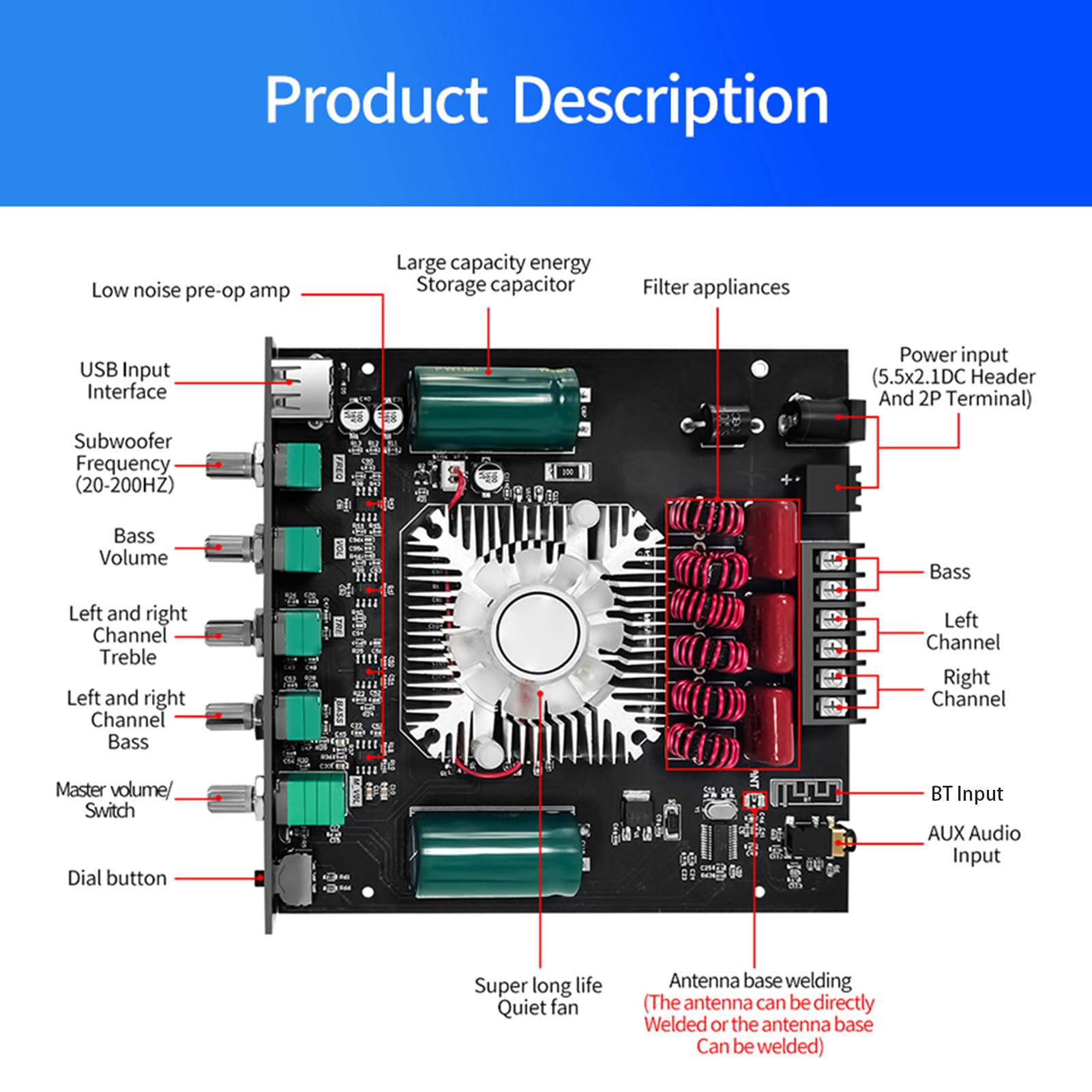Moduł wzmacniacza audio Bluetooth Wysoka moc wyjściowa dla domowego systemu rozrywki