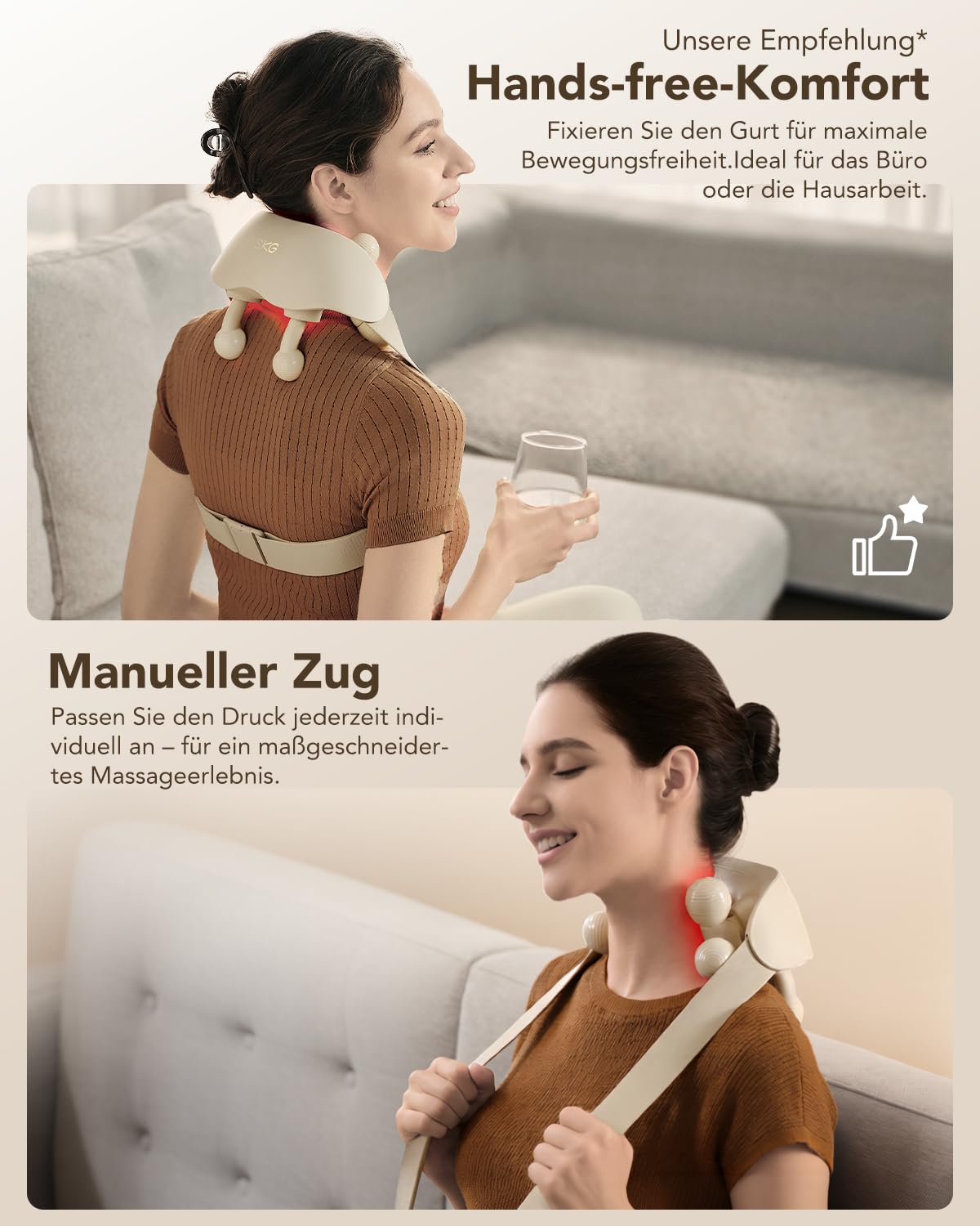 SKG® Das Original Shiatsu Nacken- und Schultermassagegerät mit Wärme, HS500 | Elektrisches Massagegerät zur Nacken Entspannung Ähnliche Handmassage Geschenk für Männer und Frauen ideal für Zuhause & Büro