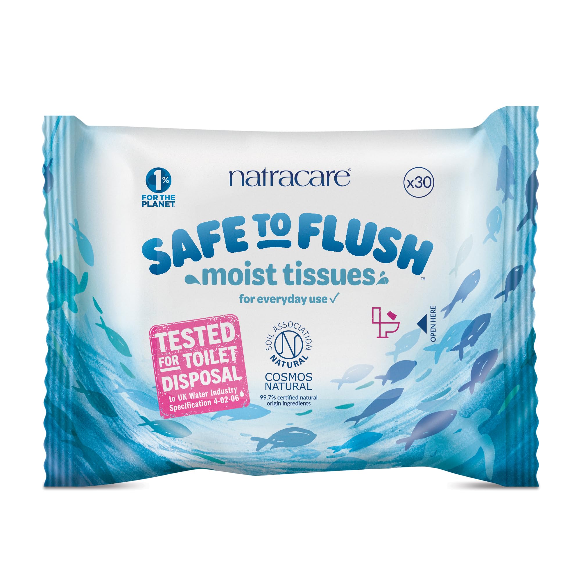 Natracare - Tocador de papel higiénico – Safe to Flush – 30 wipes
