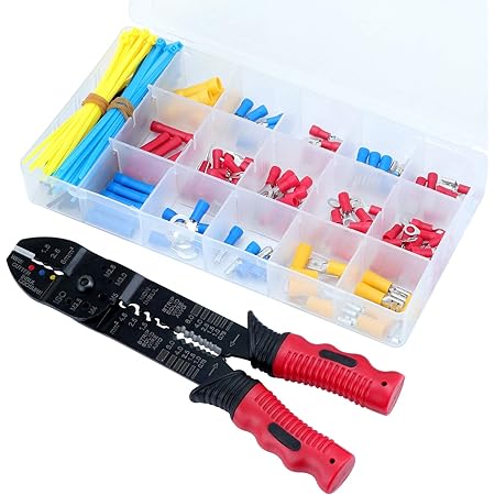 hseamall 4 in 1 crimpzangen draht crimp abisolierzange mit 175 teiligem drahtklemmen und anschlusskit fur das crimpen nichtisolierter isolierter stecker abisolierdrahte amazon de baumarkt