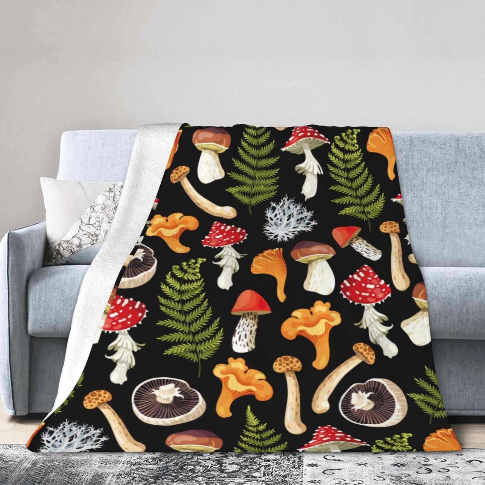 Mushroom Blanket Soft Fleece Throw Blanket Cozy Fuzzy Warm Flannel