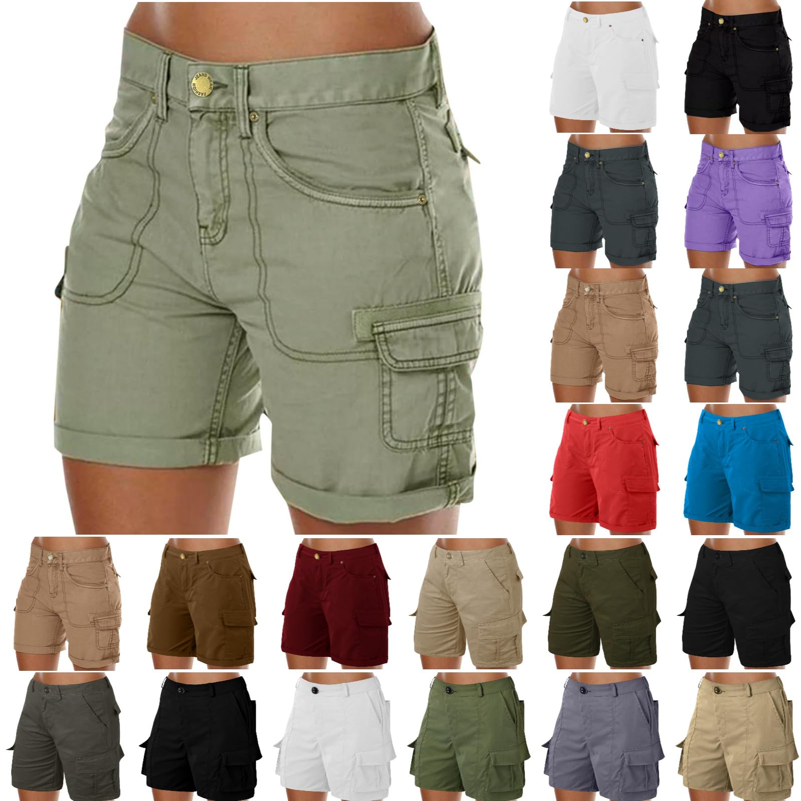 Womens Cargo Hiking Shorts Summer Casual High Waist Lightweight Cargo Shorts Althletic Workout Clothes with Pockets