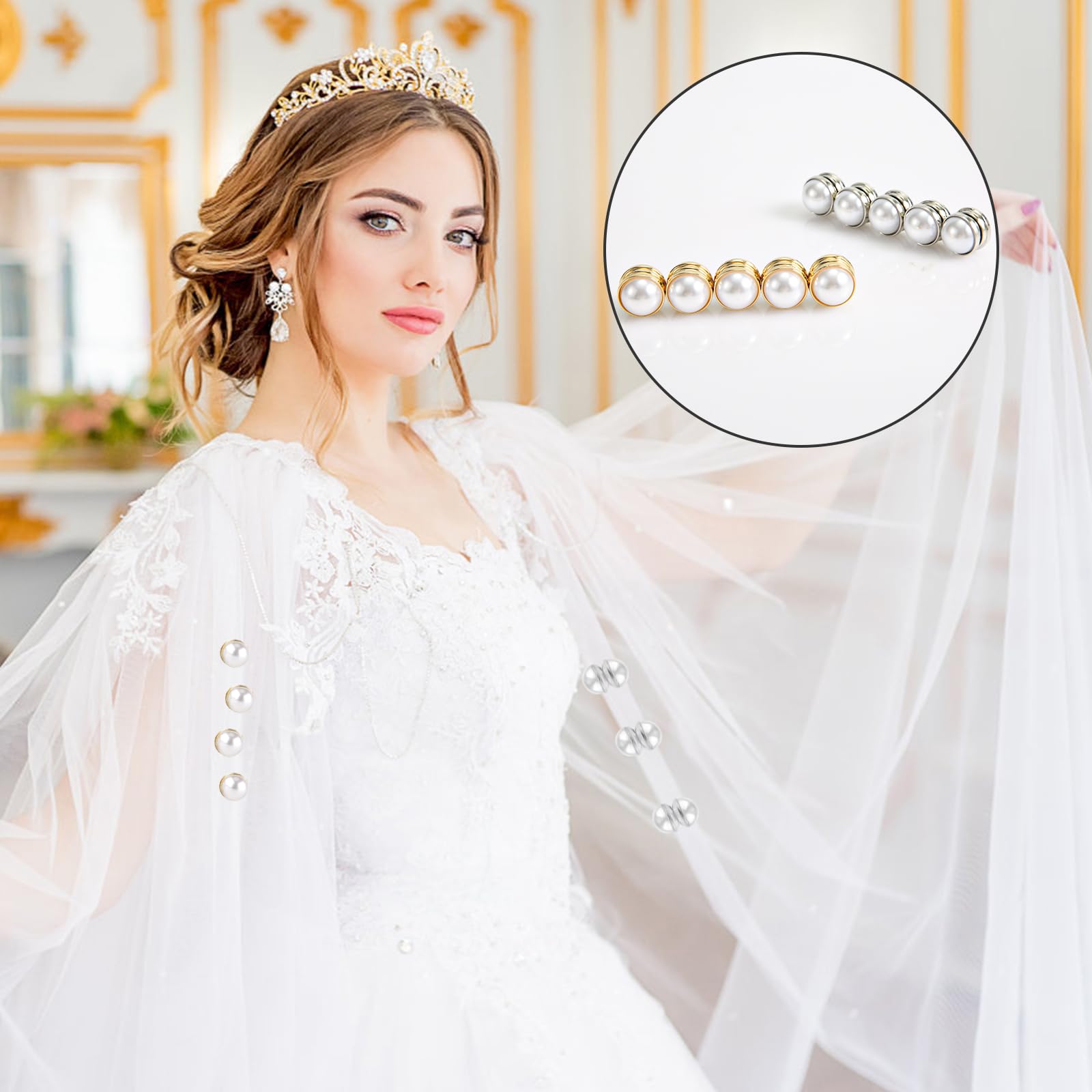 10 Stück Magnetische Hijab Nadeln - Gold & Silber Perlen Gewichte