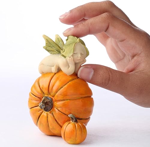 Miniatura 3 de Top Collection 4199 Figuras de bebé de hadas sobre calabaza naranja