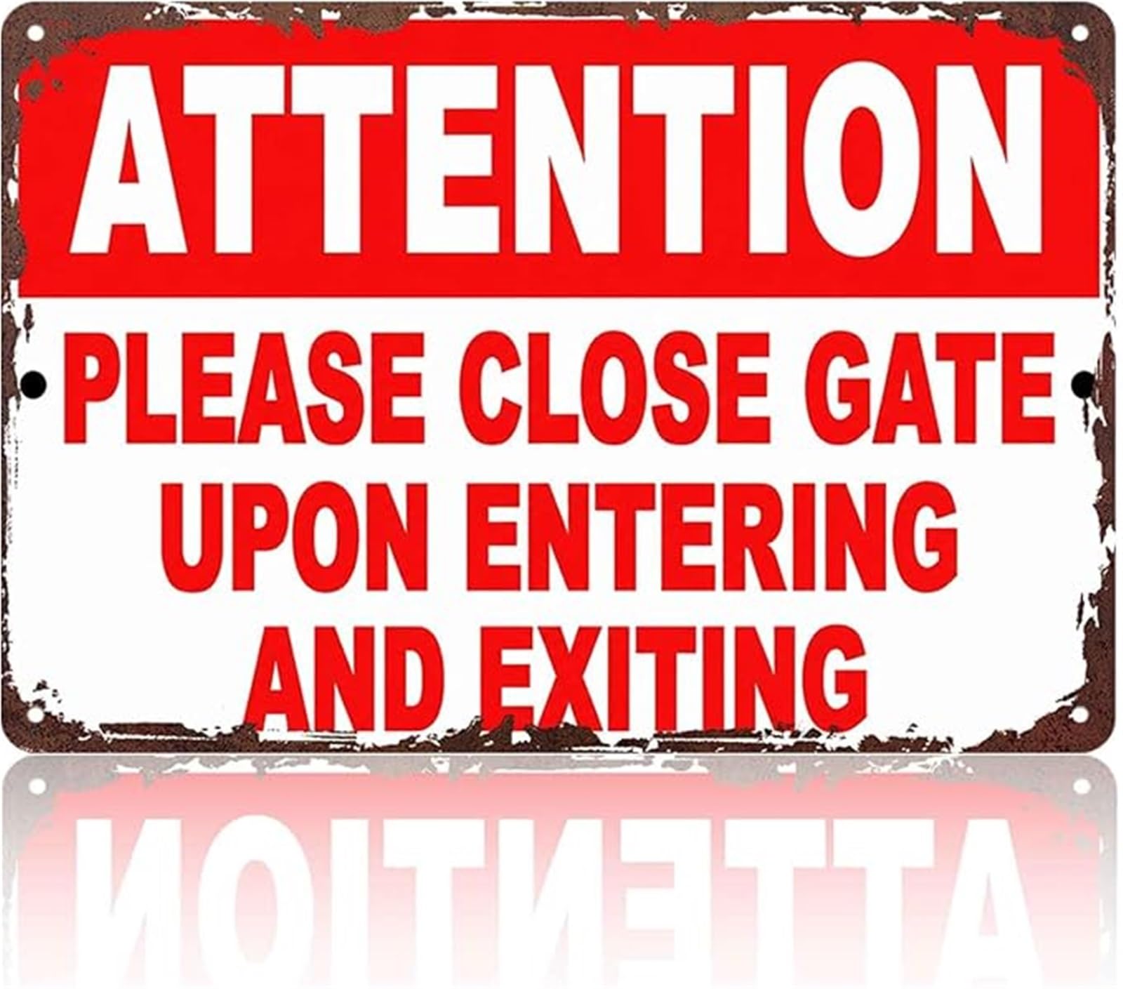 UYCUODLUY Sarcastic Attention Close Gate Aluminum Sign Entry Decor For Garage Outdoor Entrance Driveway Workshop Man Cave Security Area 8 X 12 in