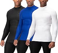 Vista 1 de DEVOPS Paquete de 3 camisas de compresión atléticas de manga larga con cuello alto para hombre