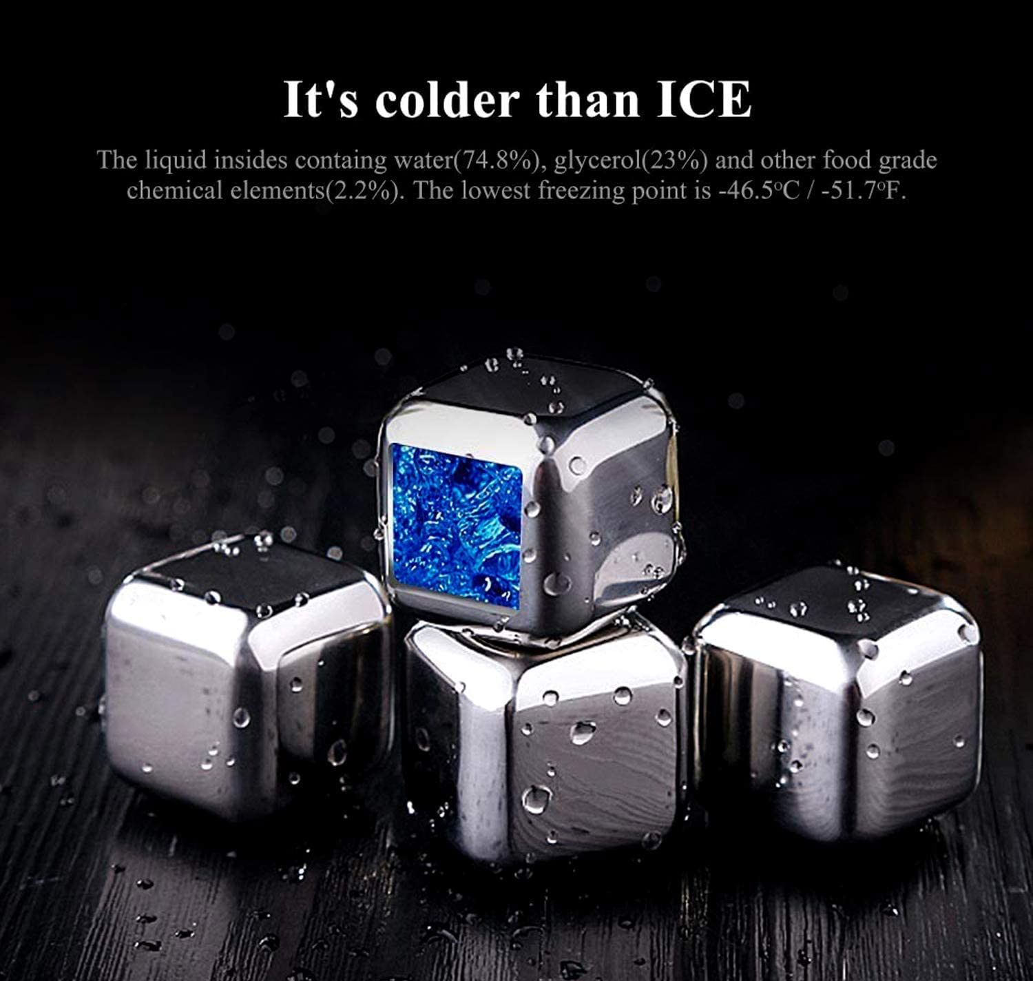 Mipcase Cubetti Di Ghiaccio Riutilizzabili In Acciaio Inossidabile - Fredda Perfetta Per Whisky E Bevande, Con Pinza Inclusa