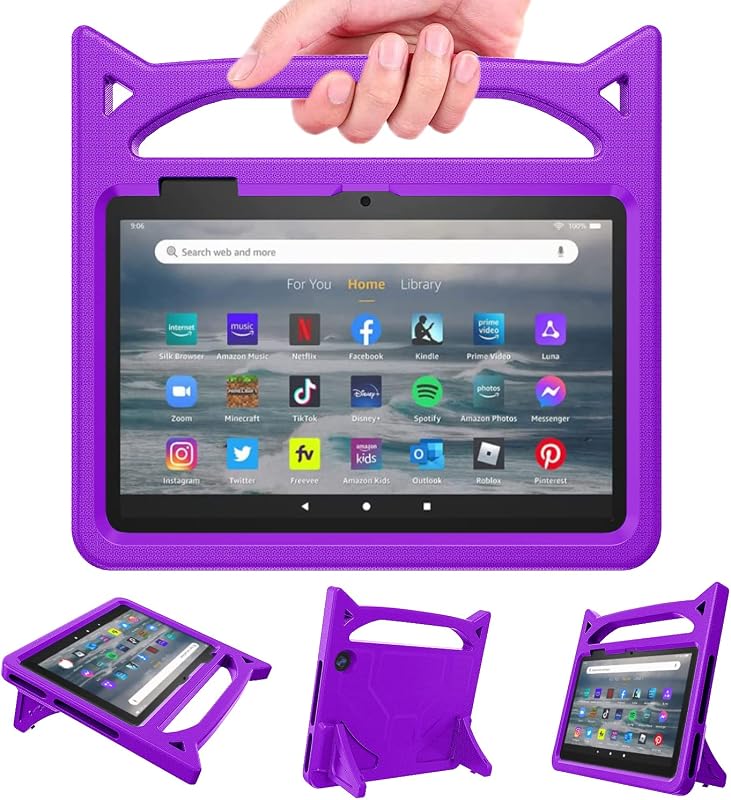 7inch Tablet Case for Kids,Only Compatible with 12th Generation, 2022 Release.Lightweight Shockproof Kid-Proof Cover with Handle Stand. Incompatible iPad Samsung Lenove TCL Onn 7in Tablet (Purple)