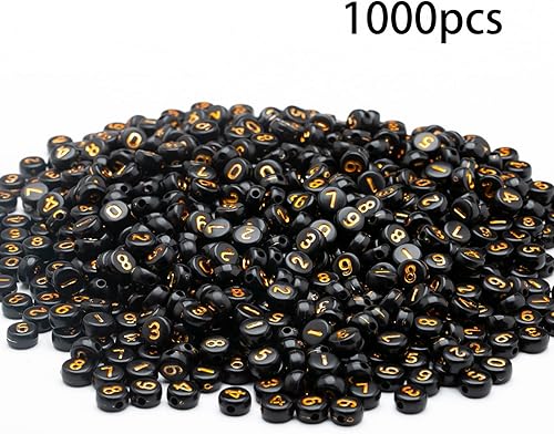 Miniatura 2 de 1000 cuentas de números acrílicos del 0 a 9 cuentas de números redondos de 0.157 x 0.276 in, cuentas de números mixtos para fabricación de joyas y