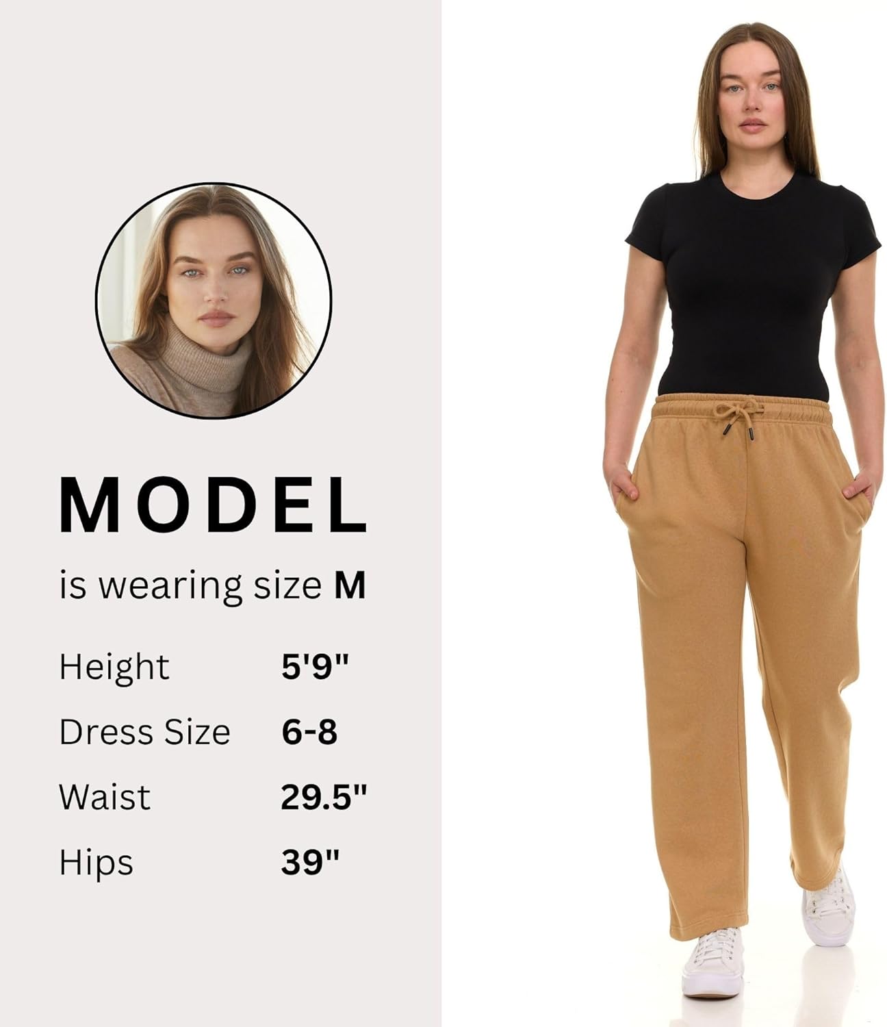 Straight Leg Sweatpants for Women, Fleece Loose Fit Open Bottom Lounge Womens Sweatpants with Pockets - Image 3