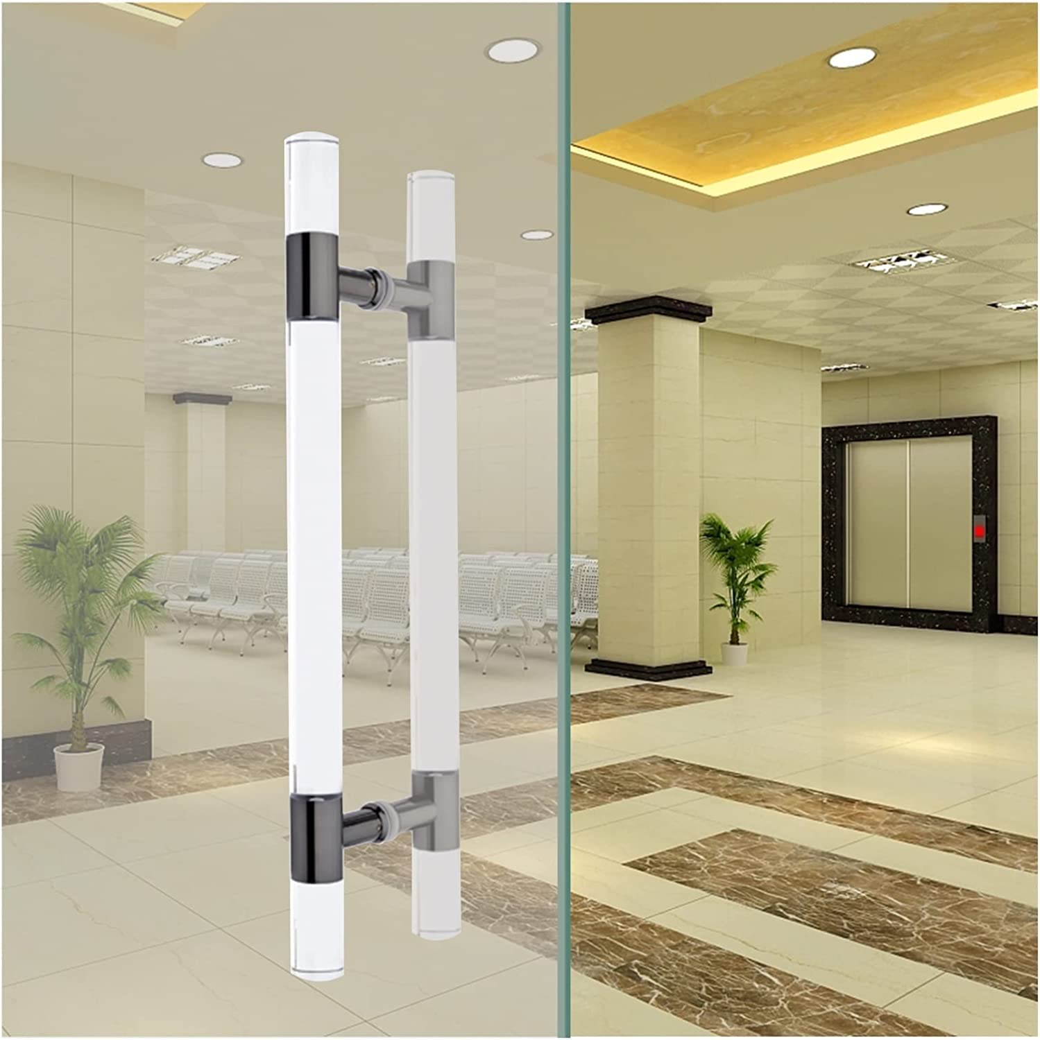 Poignées de porte en cristal transparent et finitions noires de prestige