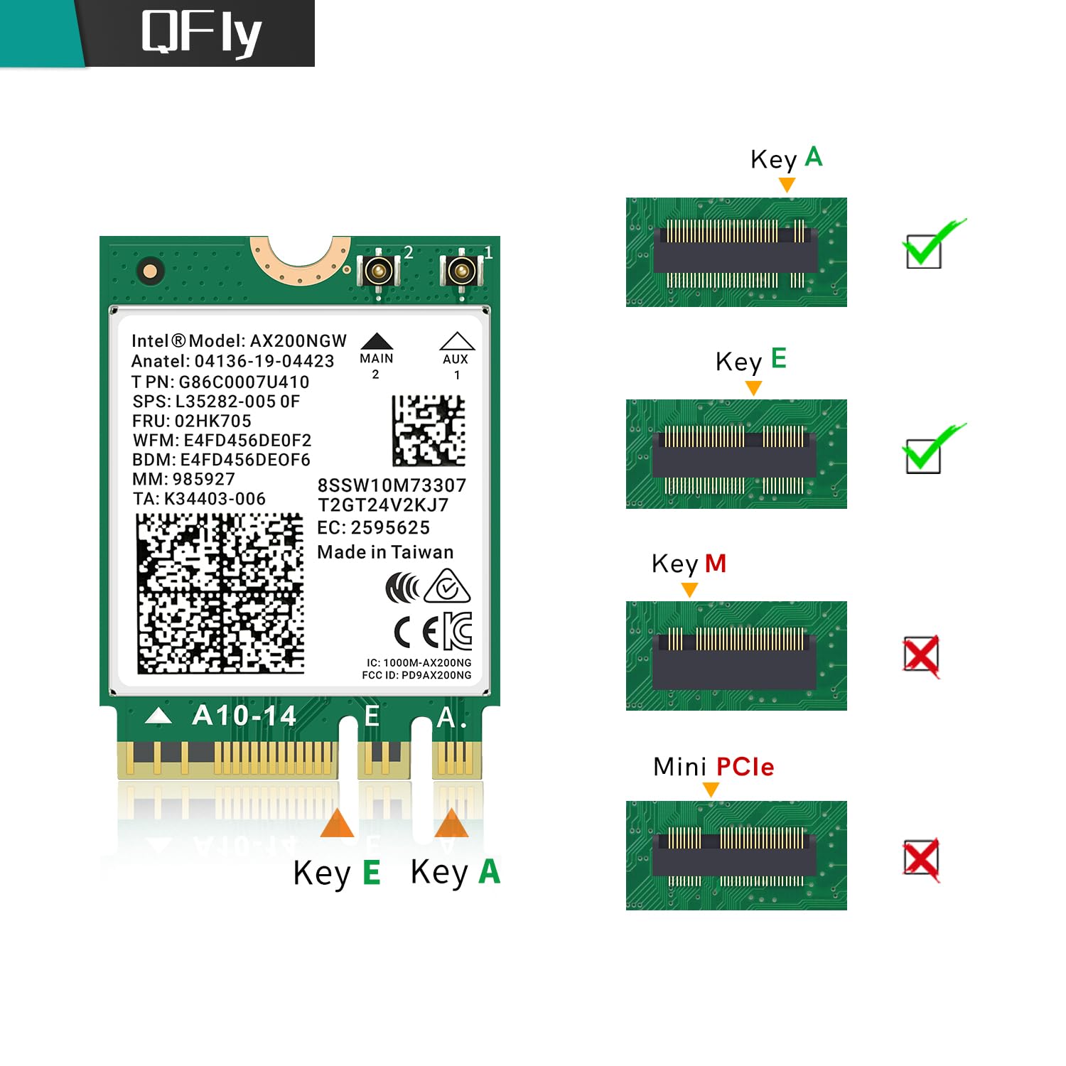 Amazon | WiFi 6カード AX200NGW ワイヤレスネットワークカード 2.4GHz