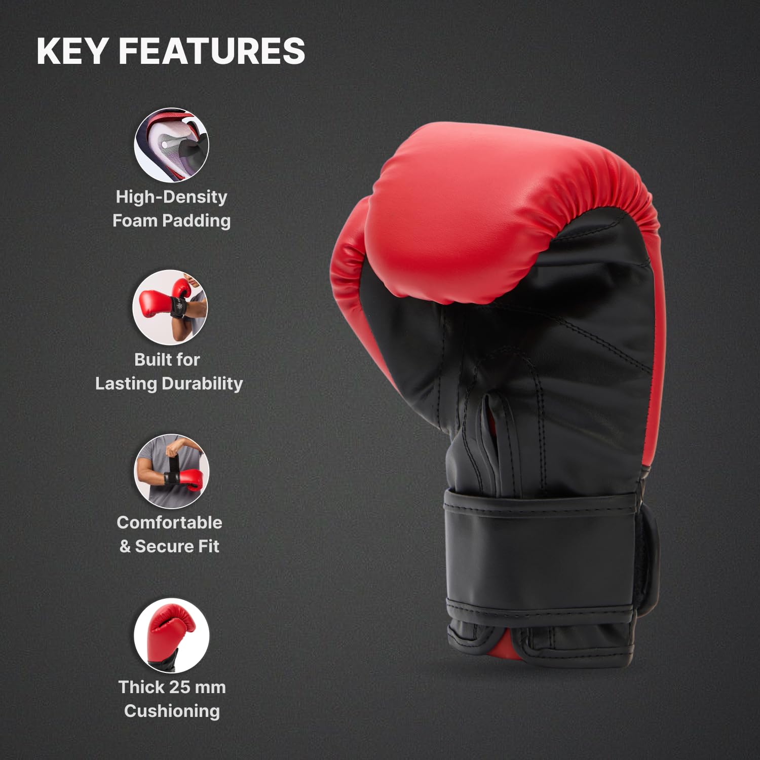 Cult Neo Boxing Gloves 10 OZ – Pro-Style Training Gloves for Sparring, Heavy Bag & Mitt Work – Premium PU Leather, Shock Absorbing Padding, Ergonomic Design with Wrist Support – Black & Red 1