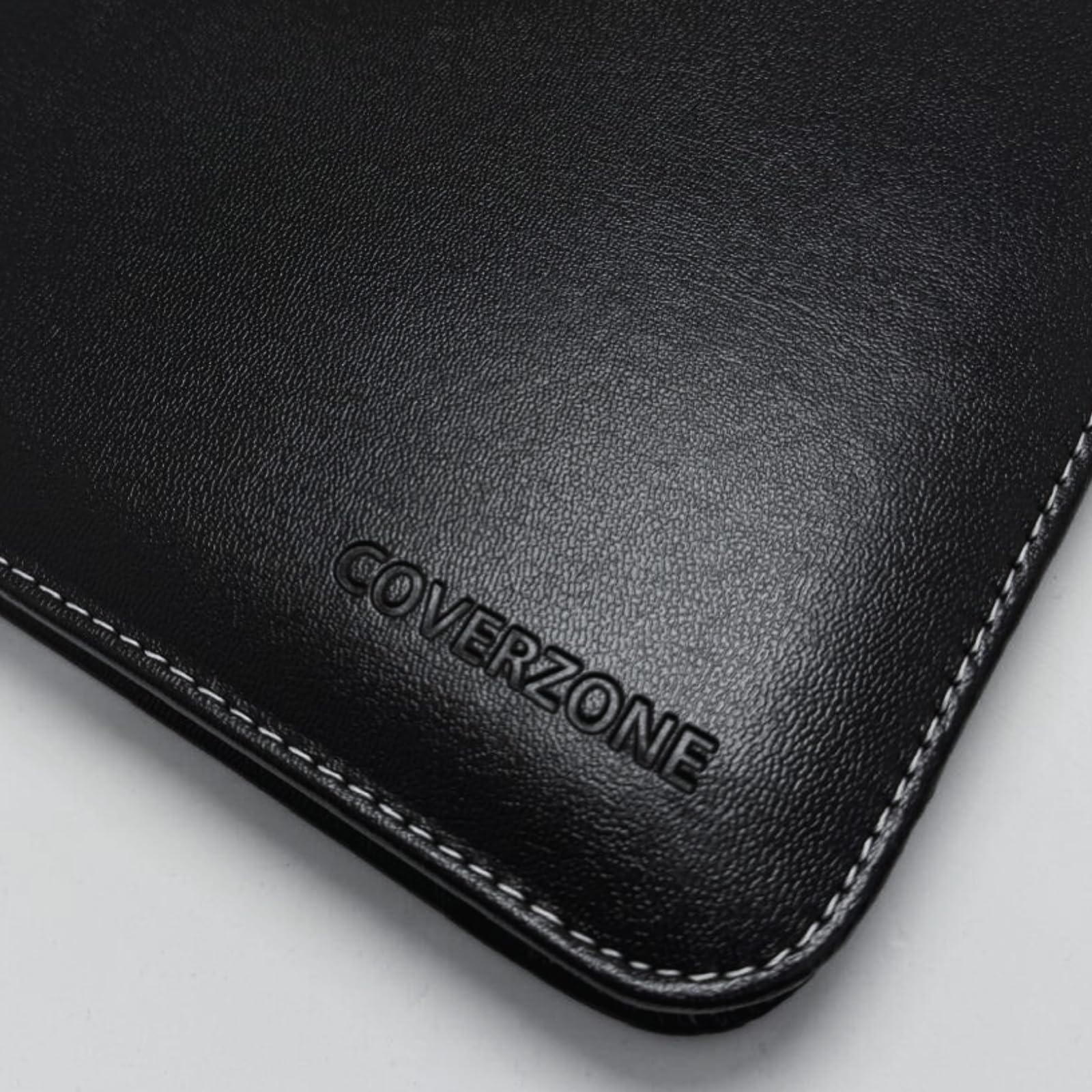 Coverzone Premium Suni Deri Sekreterlik – Mandallı Evrak Tutucu, Tablet Bölmeli Organizer, Çok Gözlü Evrak Dosyası (Hesap Makinesiz Model), Fermuarlı (32.5 × 25 cm), Siyah