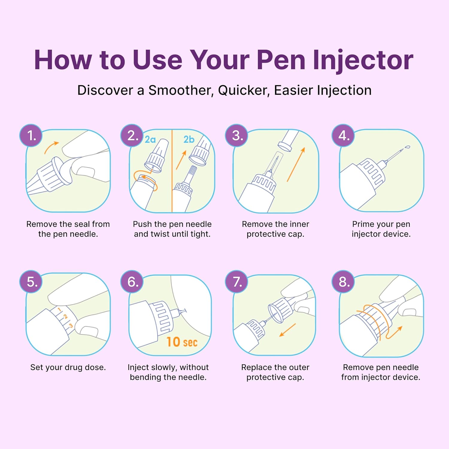 Droplet Pen Needles, 31G 6mm, Diabetic Needles for Insulin Injections, 100ct Box, Compatible with Most Pen Injectors