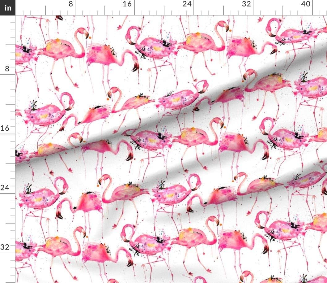 Spoonflower Fabric - Large Scale, Pink, Flamingos, Watercolor, Tropical, Bird, Animal, Printed on Petal Signature Cotton Fabric by The Yard - Sewing Quilting Apparel Crafts Decor