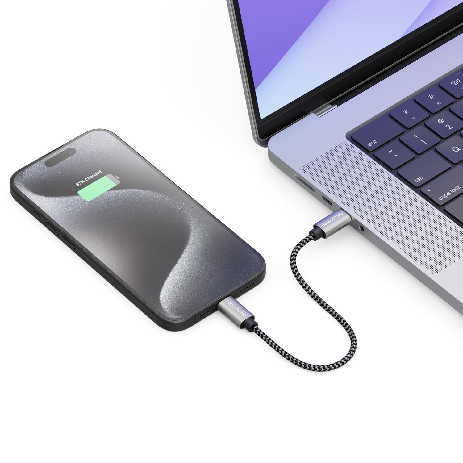 deleyCON 0,15m Cavo USB C PD3.0 (Ricarica Rapida 60W) Cavo di Ricarica USB-C a USB-C Corto 15cm per iPhone 17 16 15 Pro Max Samsung Galaxy S25 S24 S23 S22 Pixel iPad Pro MacBook Air Tablets Switch PS5