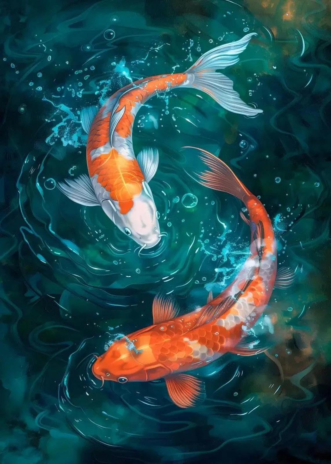SHINERING Retro Carp Koi Fish Canvas Painting Wall Art Posters Prints Picture For Living Room Bedroom Office Decor A14 21X30Cm Unframed