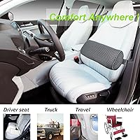 Vista 6 de Esme L&H Rollo lumbar para silla de oficina, asiento de automóvil, tela 3D transpirable, rollo de apoyo para la parte inferior de la espalda