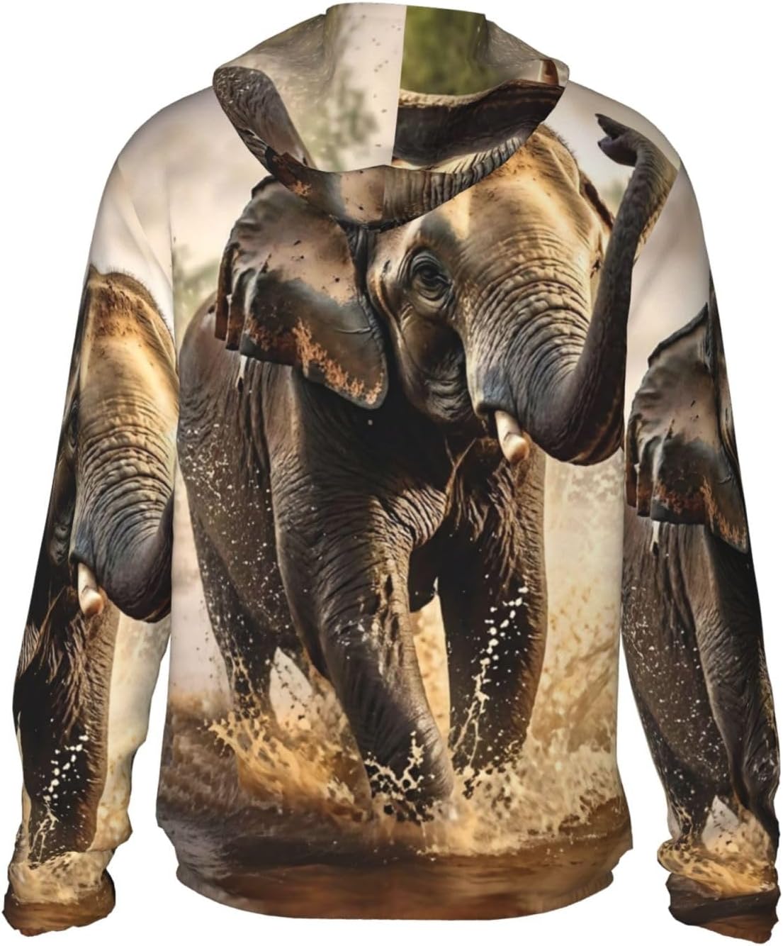 Women's UPF 50+ Sun Protection Hoodie Elephant splashing water Sun Shirt Long Sleeve Fishing Shirts for Men Jacket