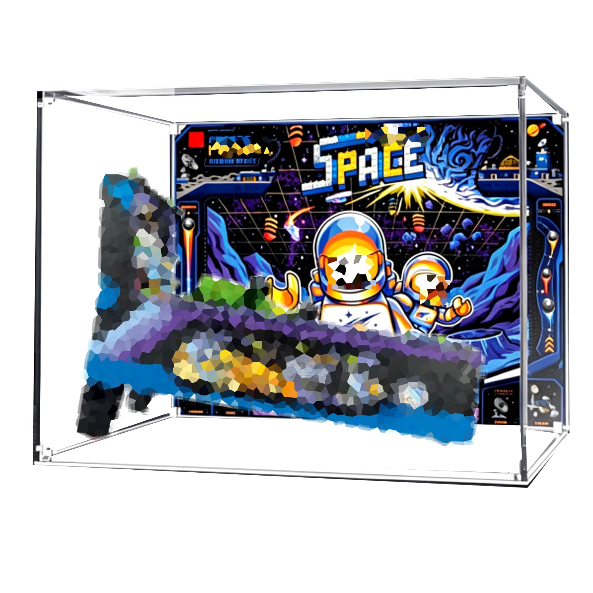 Acrylic Display Case for Le-go 11374 Space Pinball Machine Set,Clear Storage Box, Dustproof Protection Showcase (Display Box only, kit not Included) (Basic style)