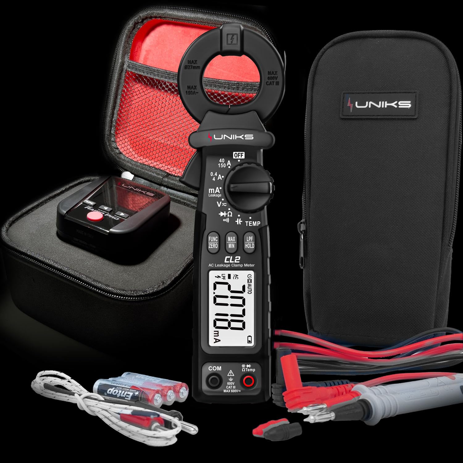 UNIKS RAPIDPROEDITION2 CL2 + RapidPRO - Szczypce amperometryczne do dyspersji i profesjonalnego testera RCD, ziemi i gniazd, multimetr TRMS AC/DC