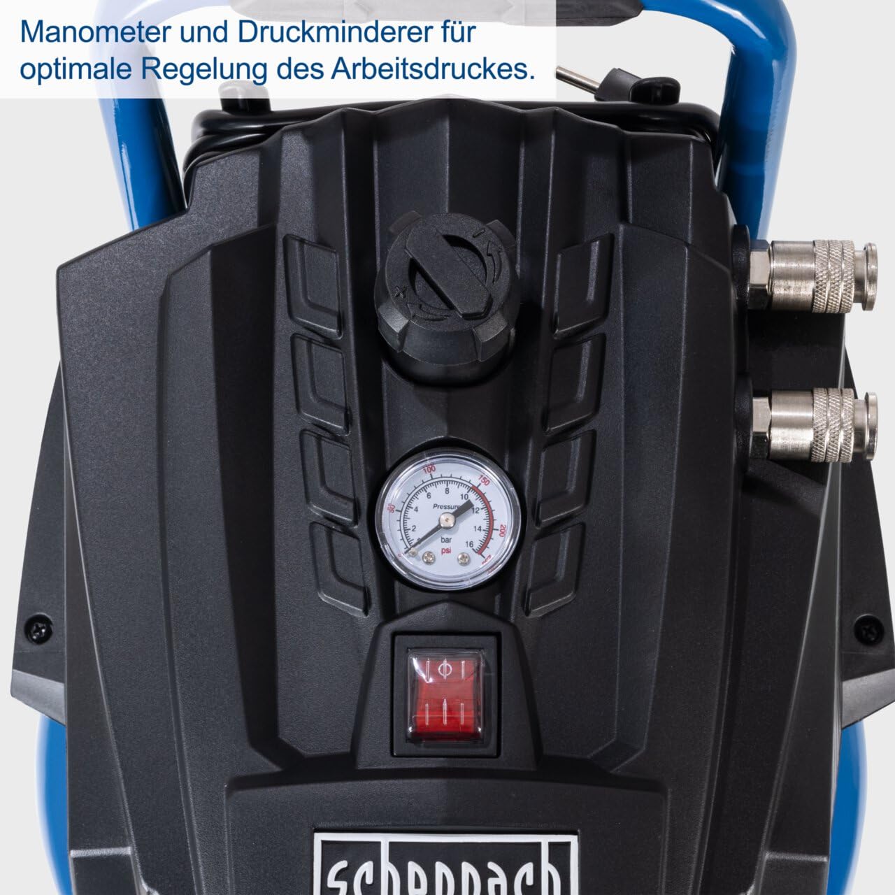 Scheppach Druckluft Kompressor stehend HC35V | 10bar Druck | 30L Kessel | 230V 1500W | Ansaugleistung 180 l/min | ölfrei & wartungsarm | Druckminderer, Fahrvorrichtung & 2 Schnellanschlusskupplungen