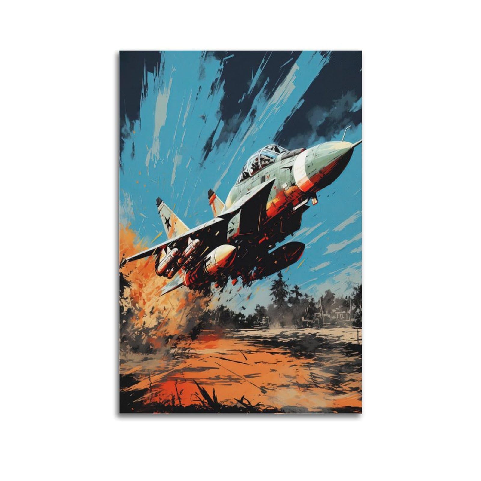 GTTHOK Military Bomber Poster F16 Fighting Falcon Bomber Aircraft Decorative Painting Canvas Art Picture 20x30inch(50x75cm)