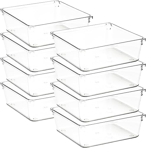 Miniatura 14 de Paquete de 4 organizadores de cajones, contenedores de almacenamiento de acrílico transparente de 6 x 9 pulgadas con almohadillas antideslizantes,