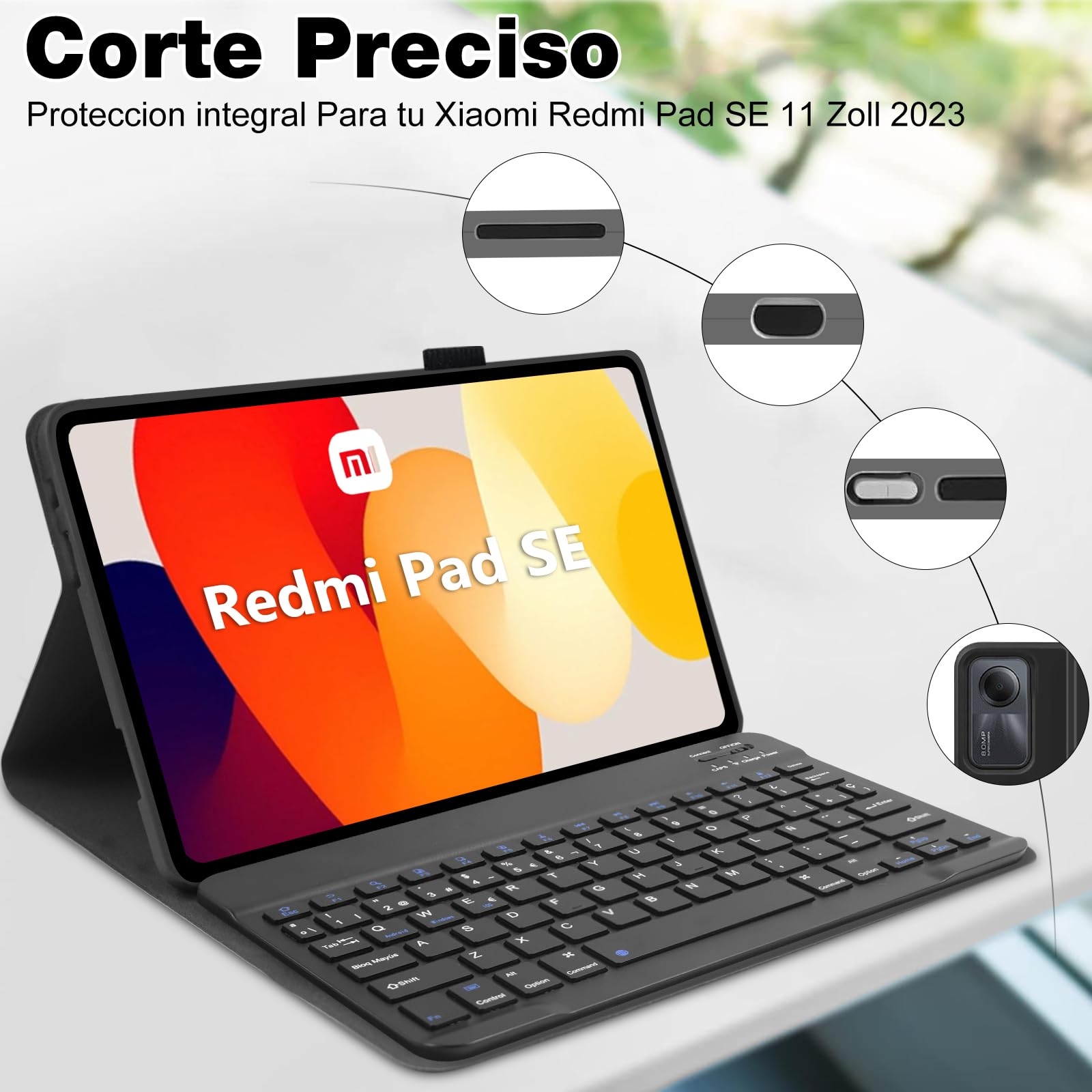 FOGARI Custodia Con Tastiera Bluetooth Per Redmi Pad SE 11" 2023 – QWERTY Italiana, Magnetica, Portapenna, Angolo Regolabile, Leggera, Colore Nero