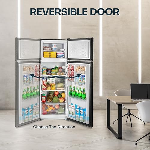 Miniatura 5 de Upstreman 7.7 Cu.Ft. Double Door-Apartment Size Fridge with Large Capacity Top Freezer, Adjustable Thermostat Control, Reversible Door
