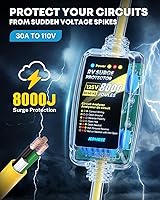 Vista 2 de Kohree Adaptador RV de 30 amperios a 110 voltios con protector de sobretensiones de 8000 julios, NEMA 5-15P a NEMA TT-30R 30 Amp a 15 Amp RV Cable