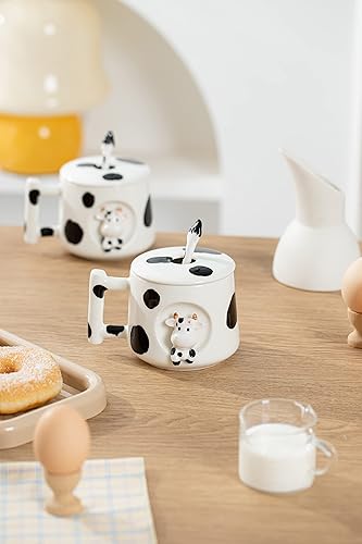 Miniatura 6 de DIHOclub Adorable taza de cerámica con cabeza de calabaza 3D con tapa y cuchara, perfecta para café, té, leche y más, regalo ideal para Halloween,