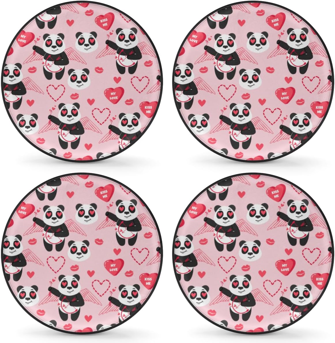 Panda Cupid Tire Covers Portable Spare Tire Cover Soft Durable Waterproof Dustproof Set of 4 Bags 15 Inches for Car Truck SUV Trailer Camper