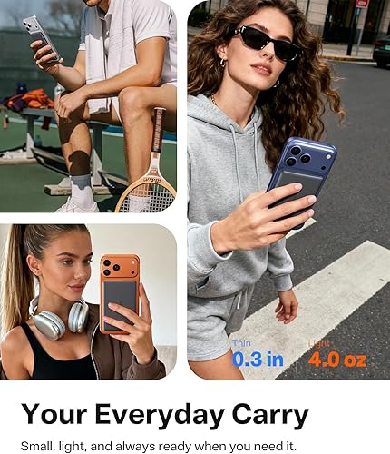 Vista 5 de TORRAS MiniMag Power Bank, cargador portátil inalámbrico ultra delgado de 5,000 mAh con cable USB-C, batería magnética de carga rápida para iPhone