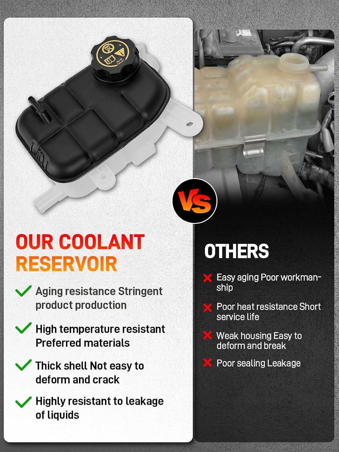 603-955 Engine Coolant Reservoir Tank with Cap, Radiator Overflow Tank Compatible with Buick Encore 1.4L, Chevy Tracker Trax 2013-2021 1.4L 1.8L w/Air Bleed Hose & Heater Hose Replace# 95269001