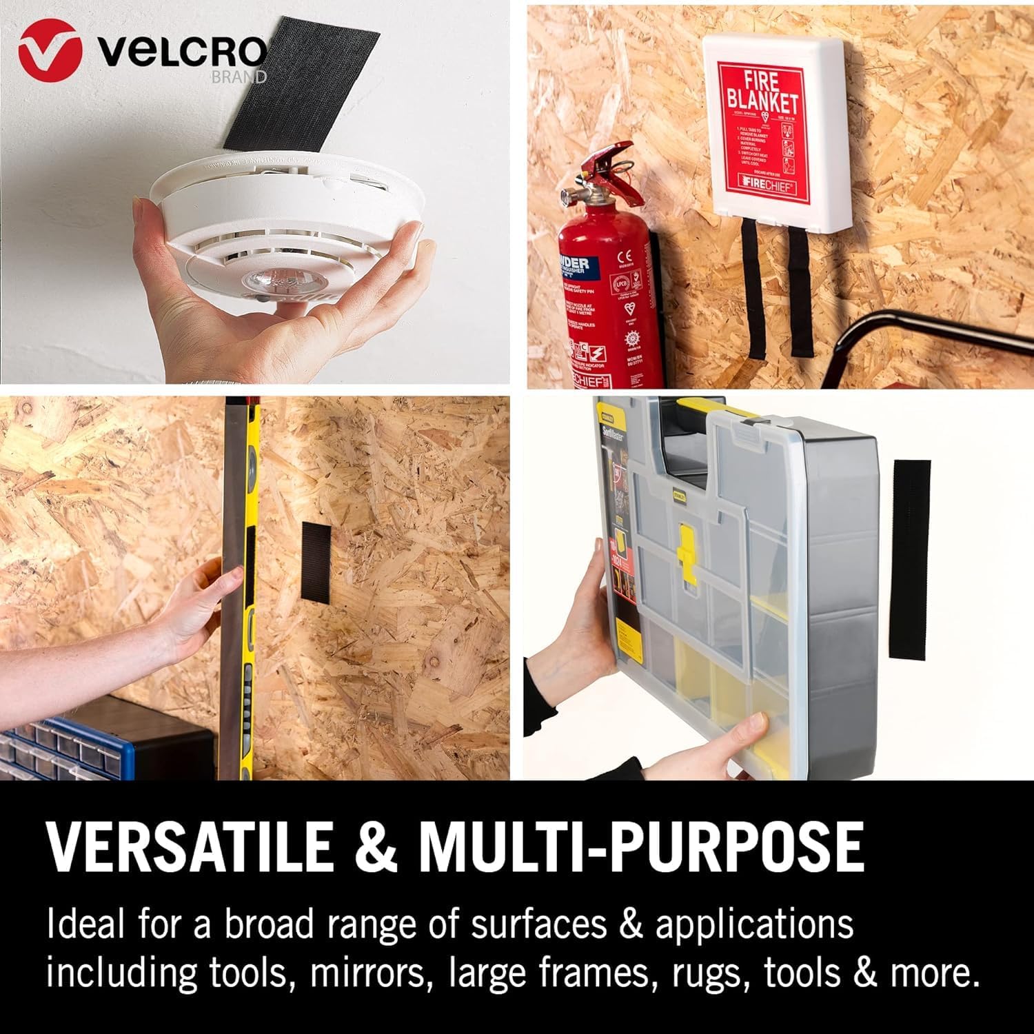 VELCRO Brand Heavy Duty Stick On Strips, White 50mm x 100mm, Set of 15