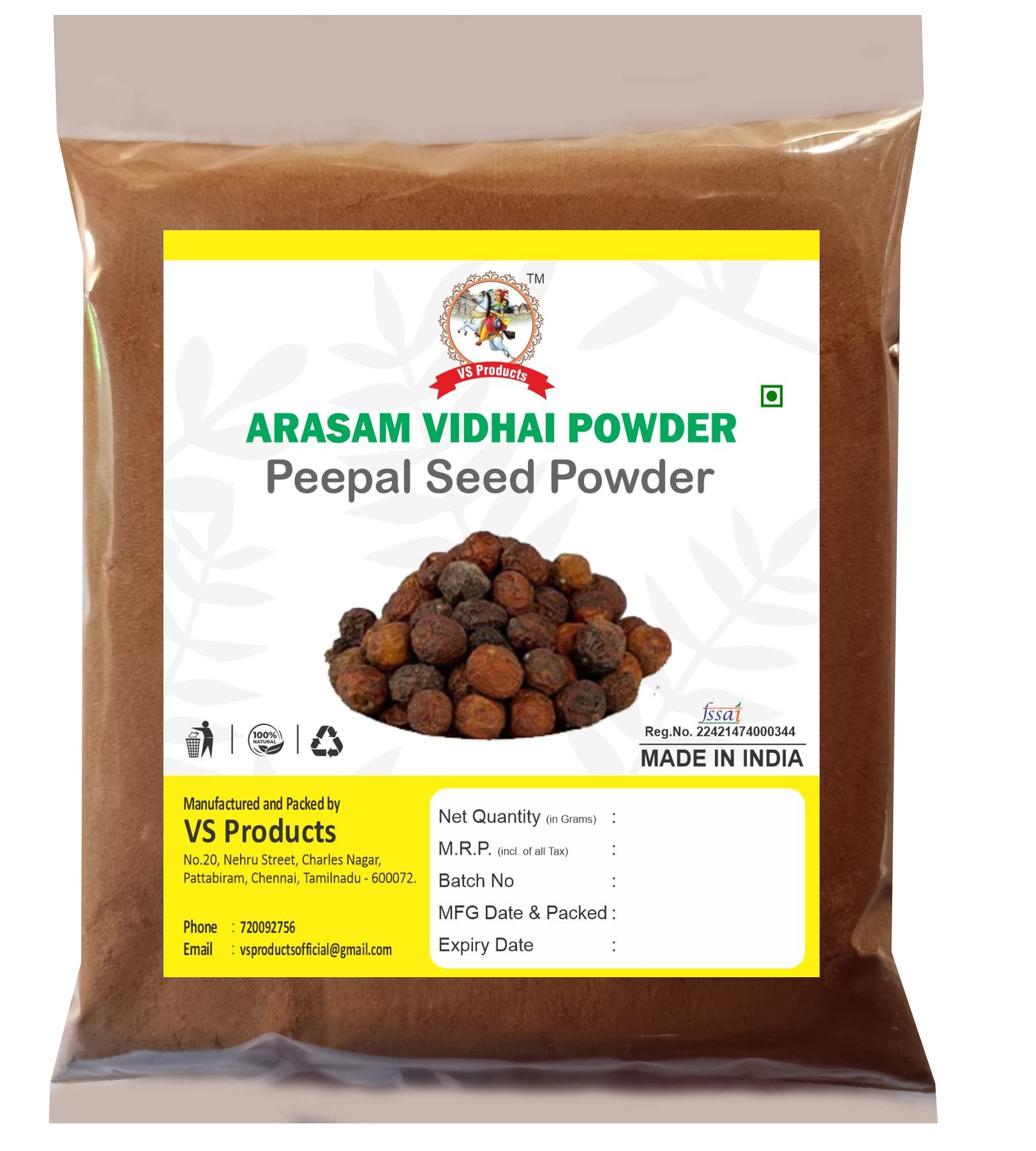 VS Products Arasam Vidhai Powder, Ficus Religios, Peepal Fruit Seed Powder,helpful for cough, pitta, blood-related problems, burning sensation and vomitting,100g (Pack of 1 X 100g) (B09CYT4X5R) Amazon Price History, Amazon Price Tracker