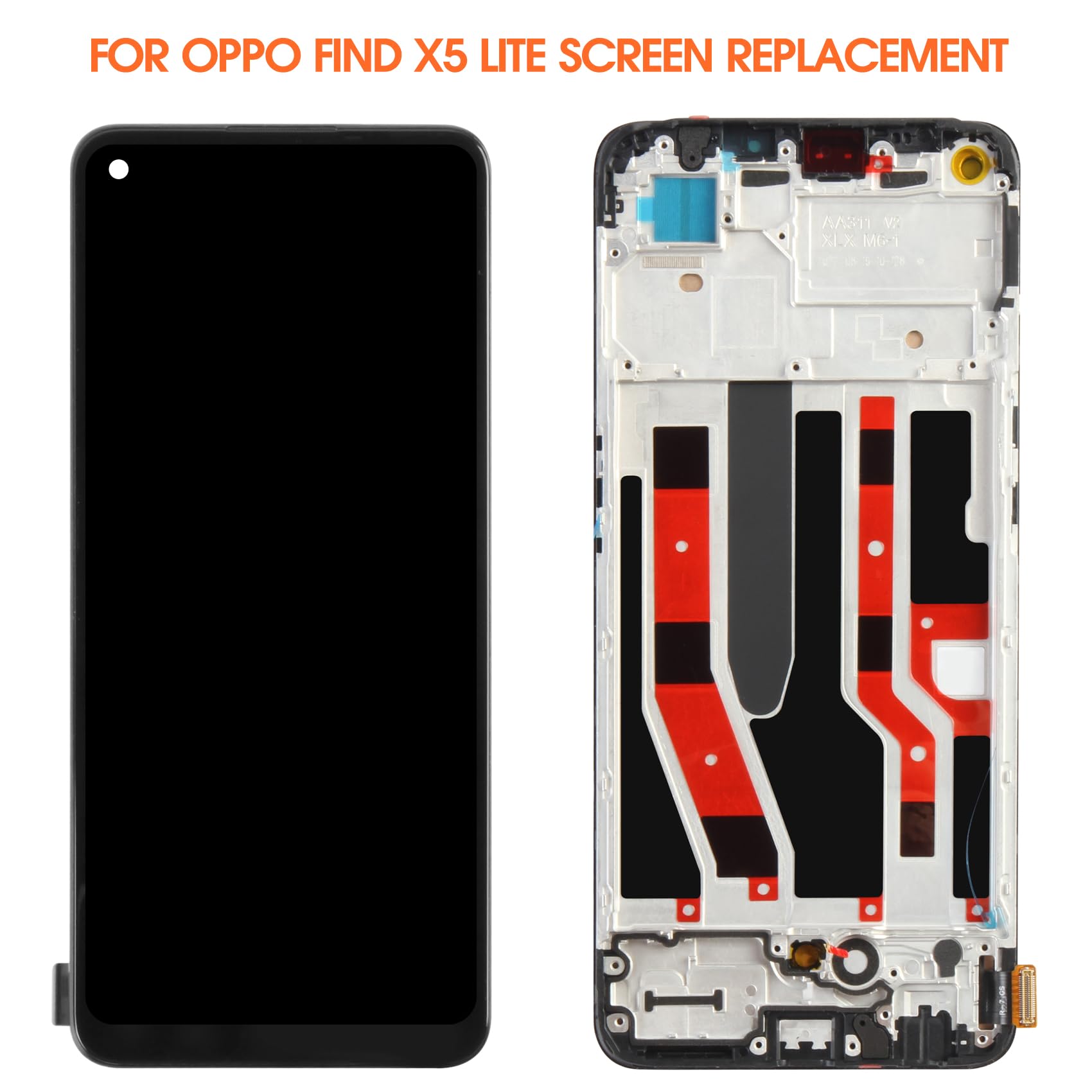AGCUT Schermo LCD Per Oppo Find X5 Lite 5G / Reno7 4G E 5G | Display Touch Digitizer Completo Con Kit Attrezzi (Nero)