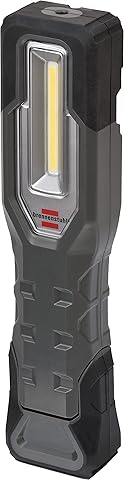 Brennenstuhl linterna de trabajo LED a pilas HL 1000 A IP54 / lámpara para exteriores con LED COB (1000+200lm, hasta 24h de duración de la luz, con imanes y gancho, interfaz de carga USB C)