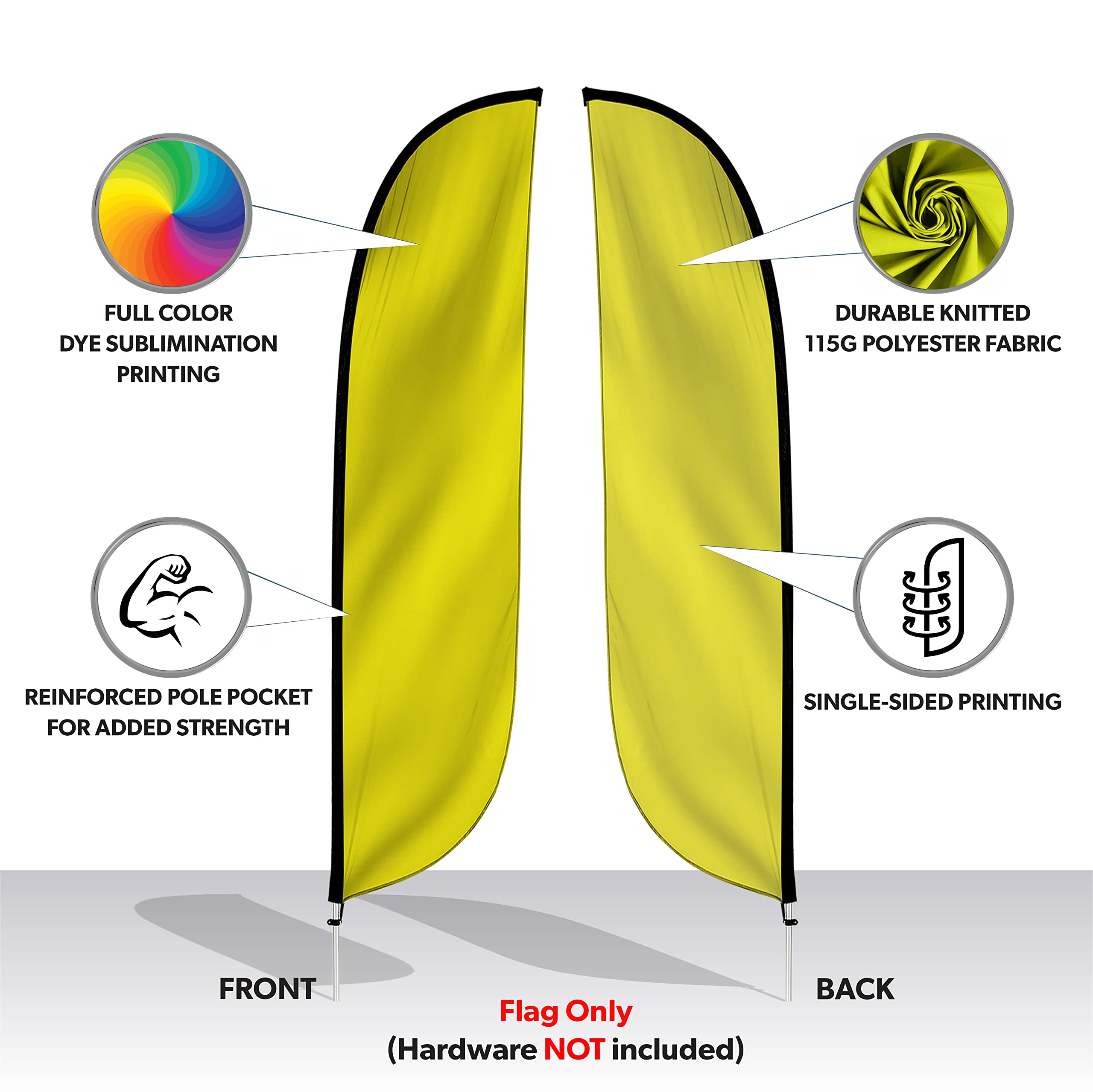LookOurWay Feather Flag, Yellow, 12-Feet - Image 2