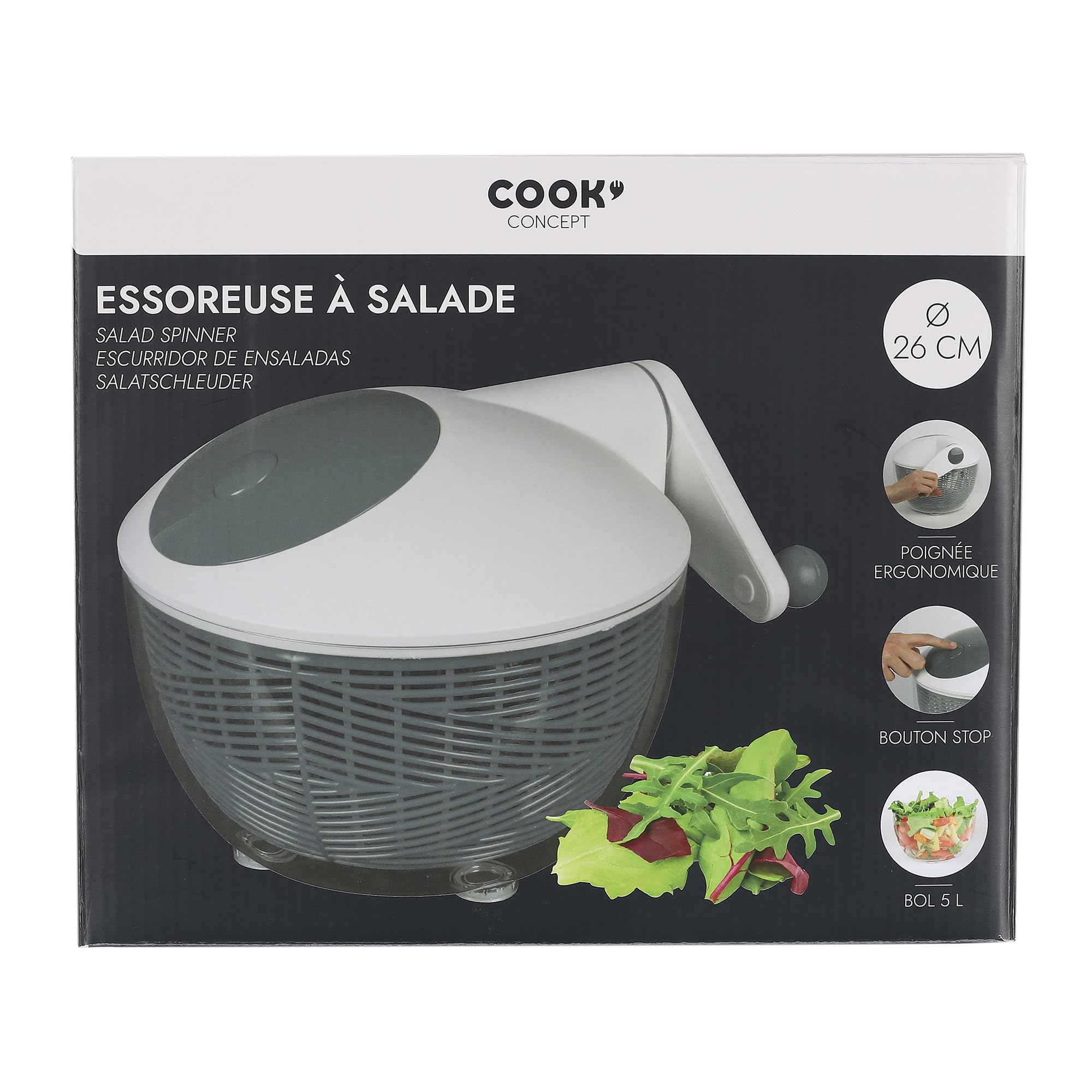 Macchina centrifuga Insalata Manuale Pratica Grigio