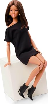 Barbie Basics Model 1 Collector's Doll with Brunette Hair Black Mini Dress and Shoes Fashion in Universal Fit Movable Body and Interchangeable Head JBH72